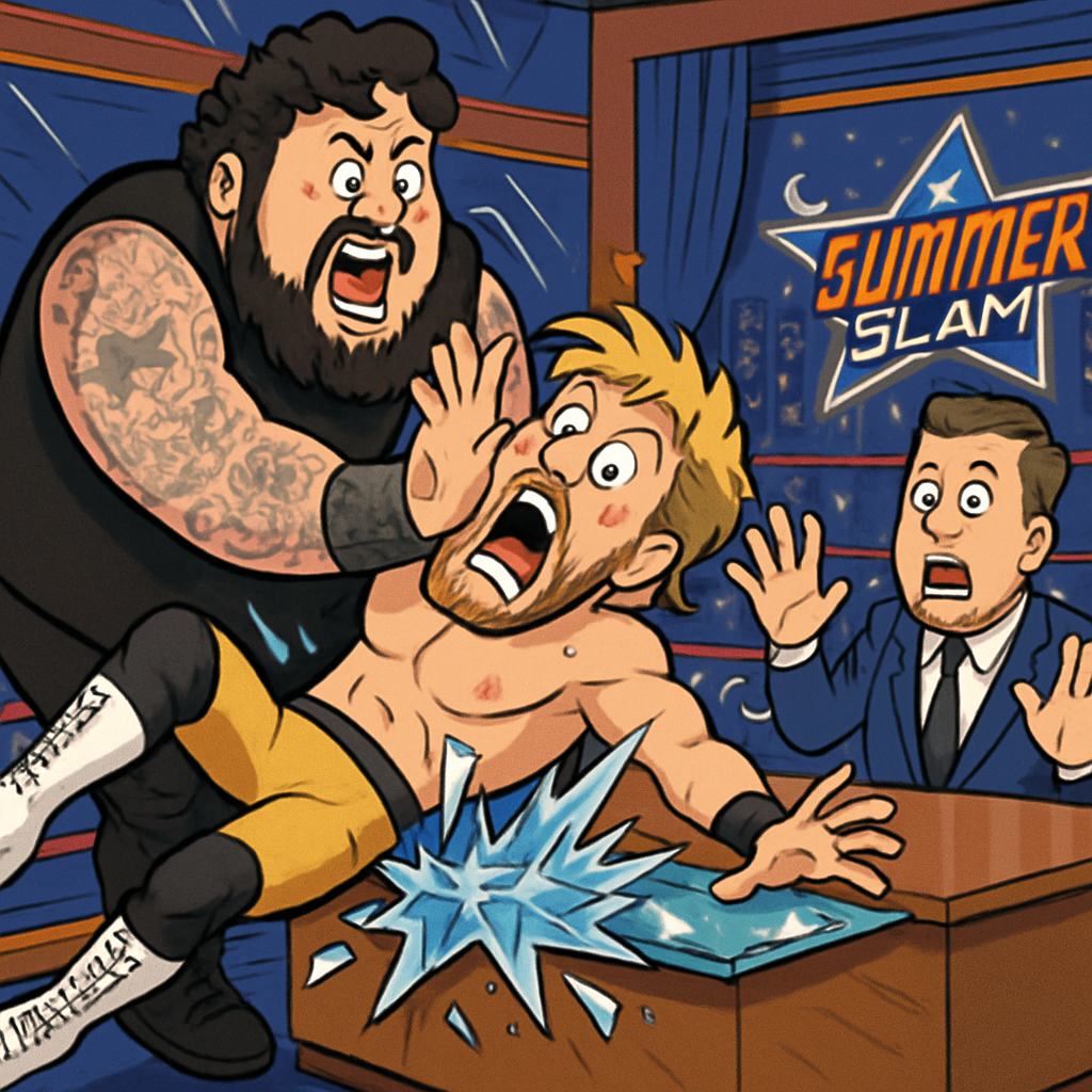 Jelly Roll Chokeslams Logan Paul Through Desk ... 'Kimmel' Turns WWE!!!