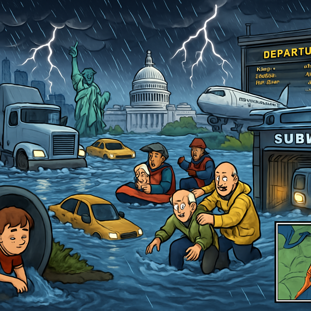 Flooded streets and subway systems as storms slam US East Coast