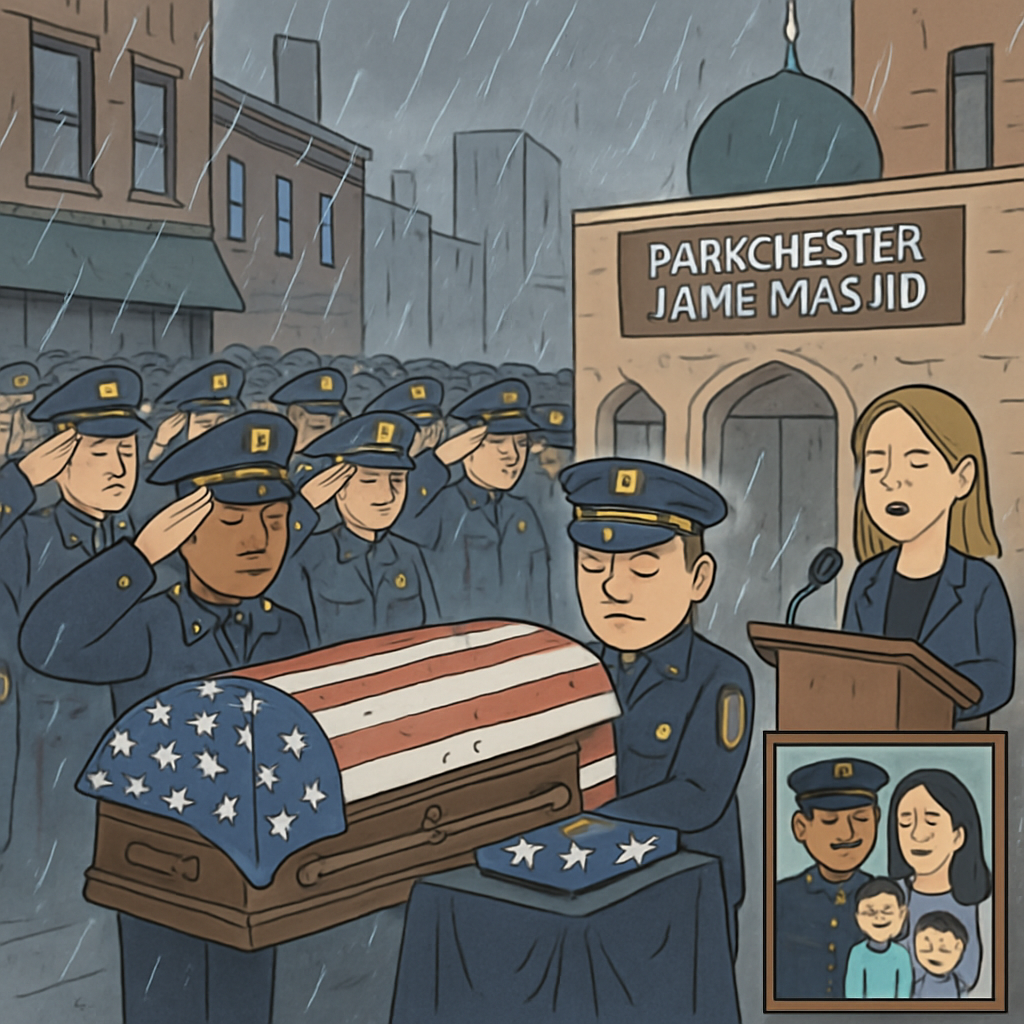 Thousands of police officers line NYC streets to honour slain colleague